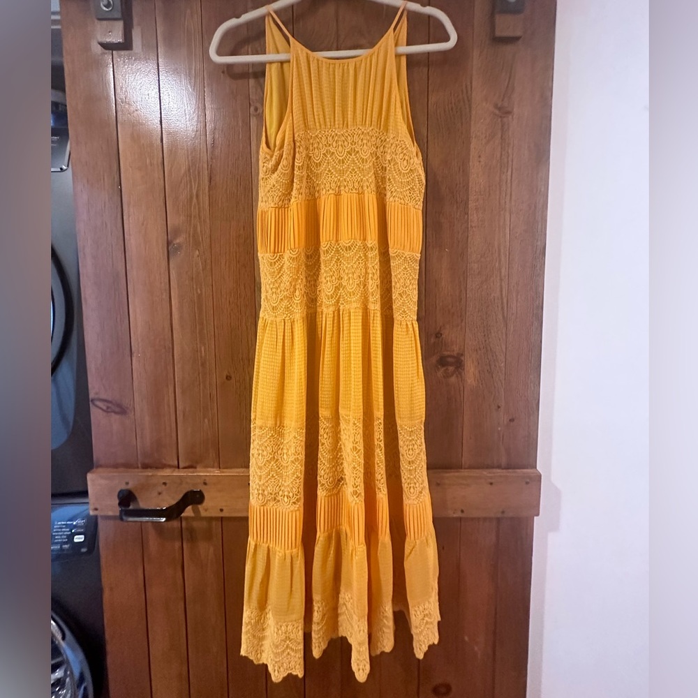 High neck mustard maxi dress. Anthropology brand never worn